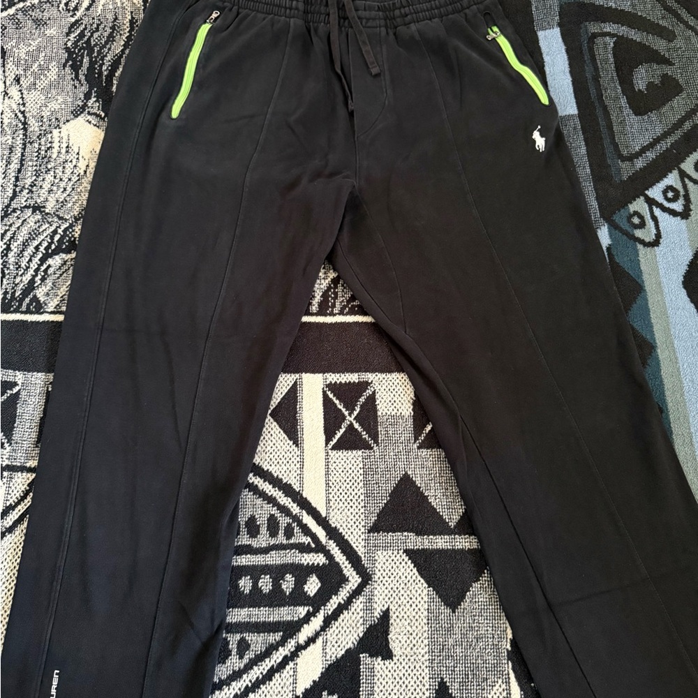 Polo Ralph Lauren Black/Lime Green/White Pony Interlocked Joggers